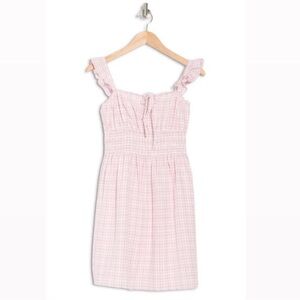 WAYF Preppy Smocked Waist Mini Babydoll
Dress In Pink Gingham size M